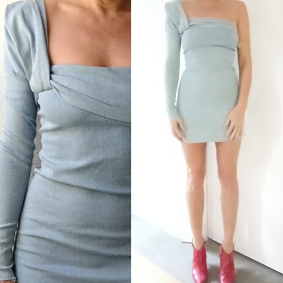 Nwt Acne one puff sleeve shoulder denim dress xs - Picture 2 of 5